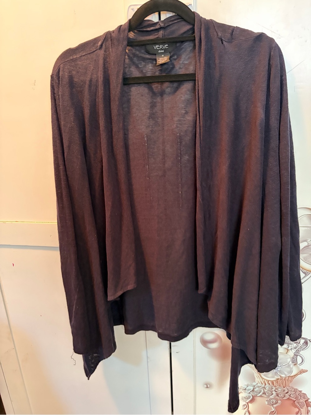 Verve Ami Open-Front Draped Cardigan Jacket - Deep Purple